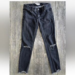 Free People Black Ripped Cuff Distressed Jeans Pants Women's Size 24 Stretch